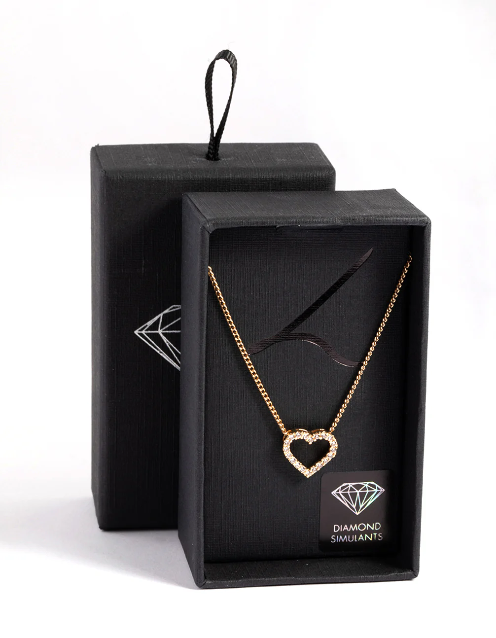 Diamond Simulants Open Heart Necklace - Image 2