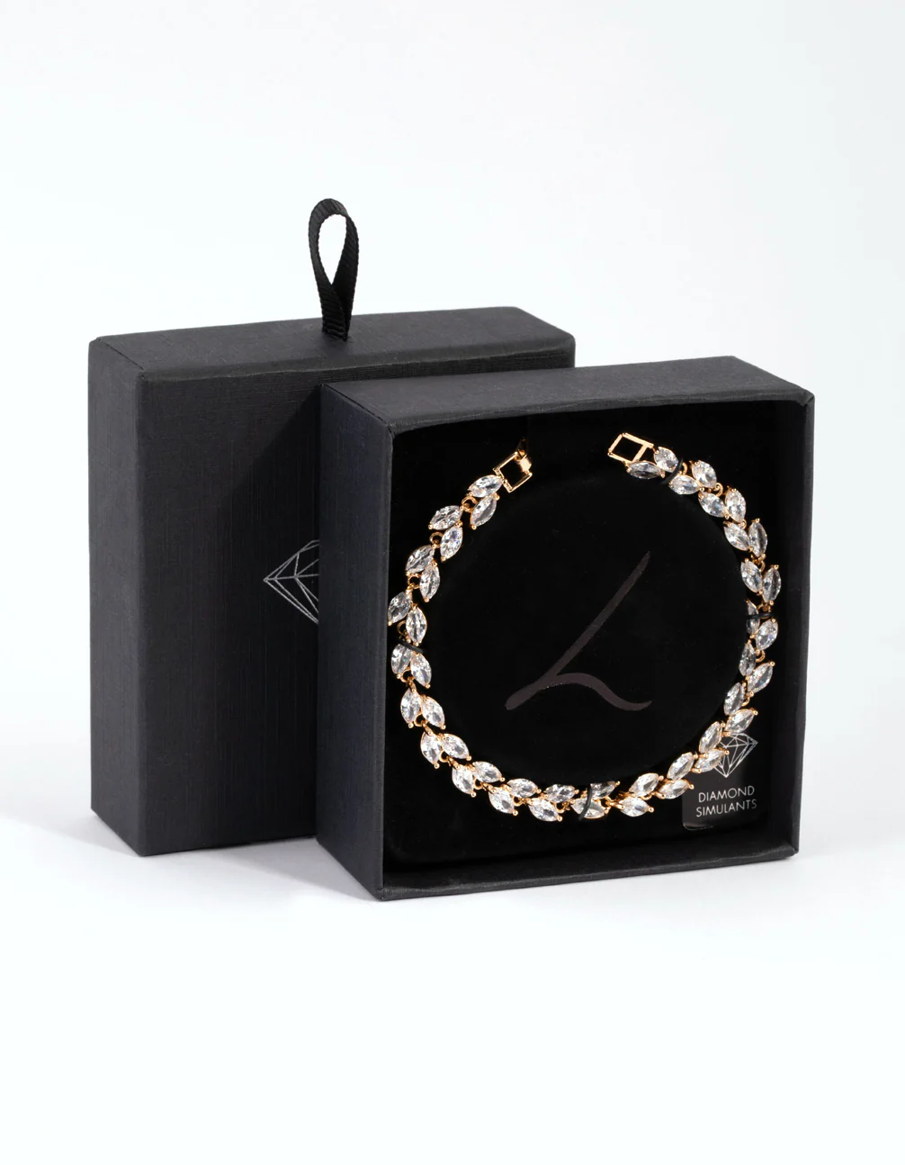 Gold Diamond Simulant Petal Tennis Bracelet - Image 2