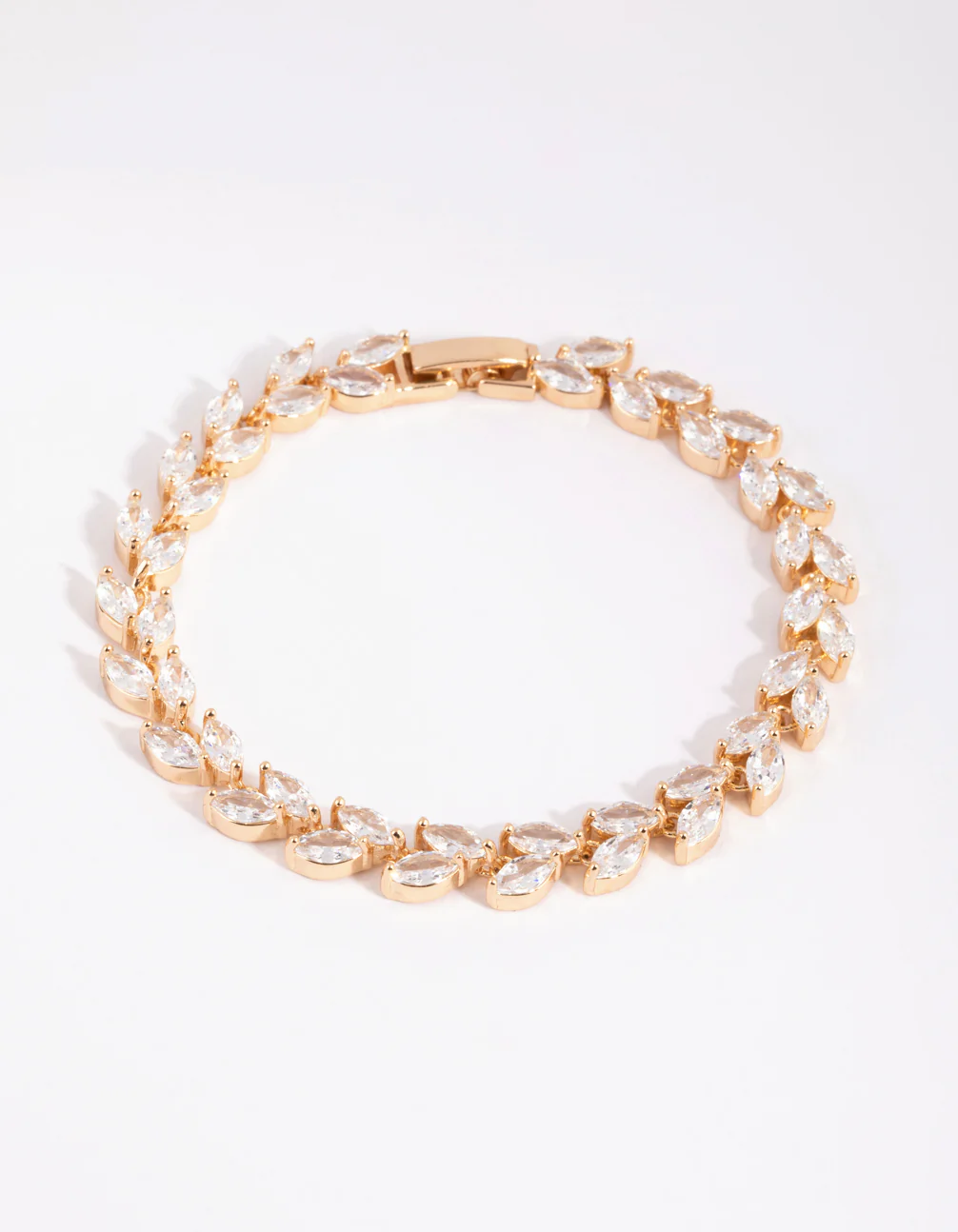 Gold Diamond Simulant Petal Tennis Bracelet - Image 3