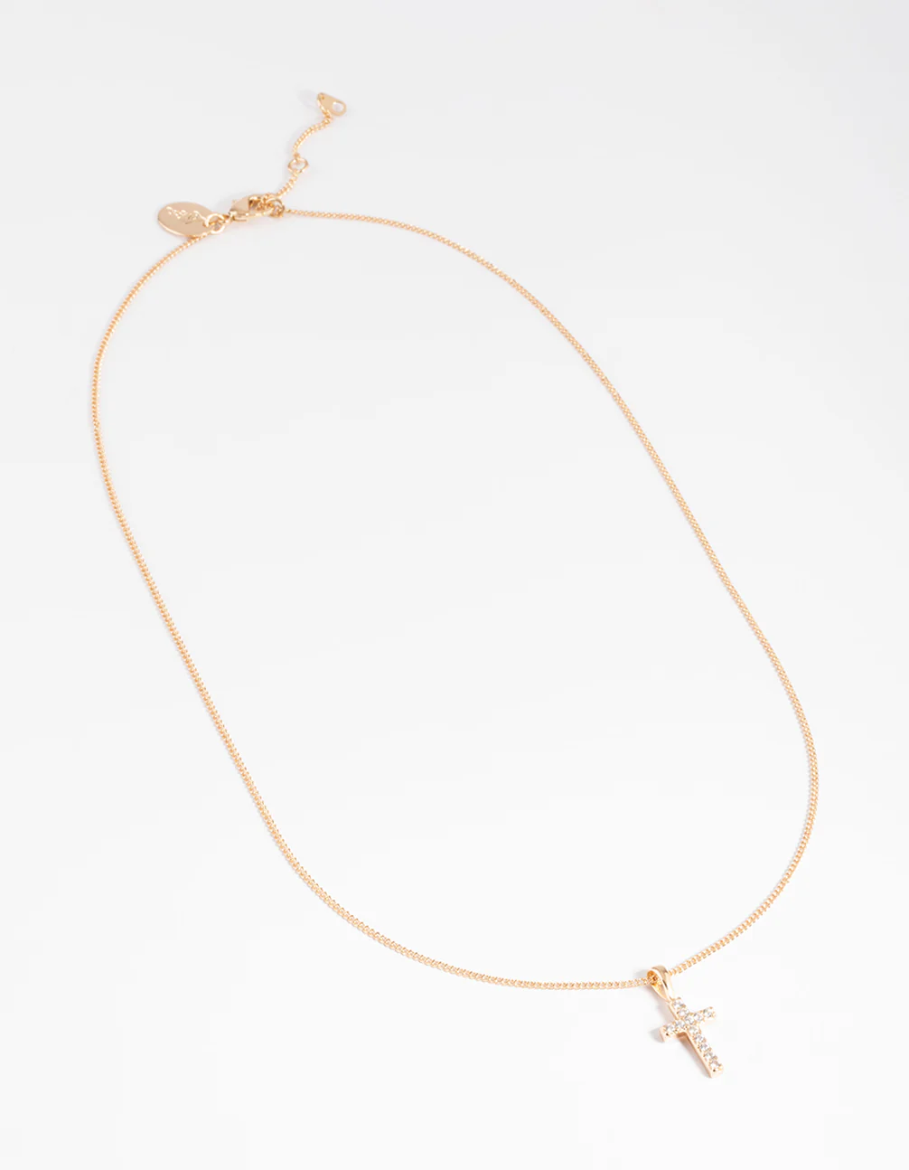 Diamond Simulants Gold Tiny Cross Necklace - Image 3