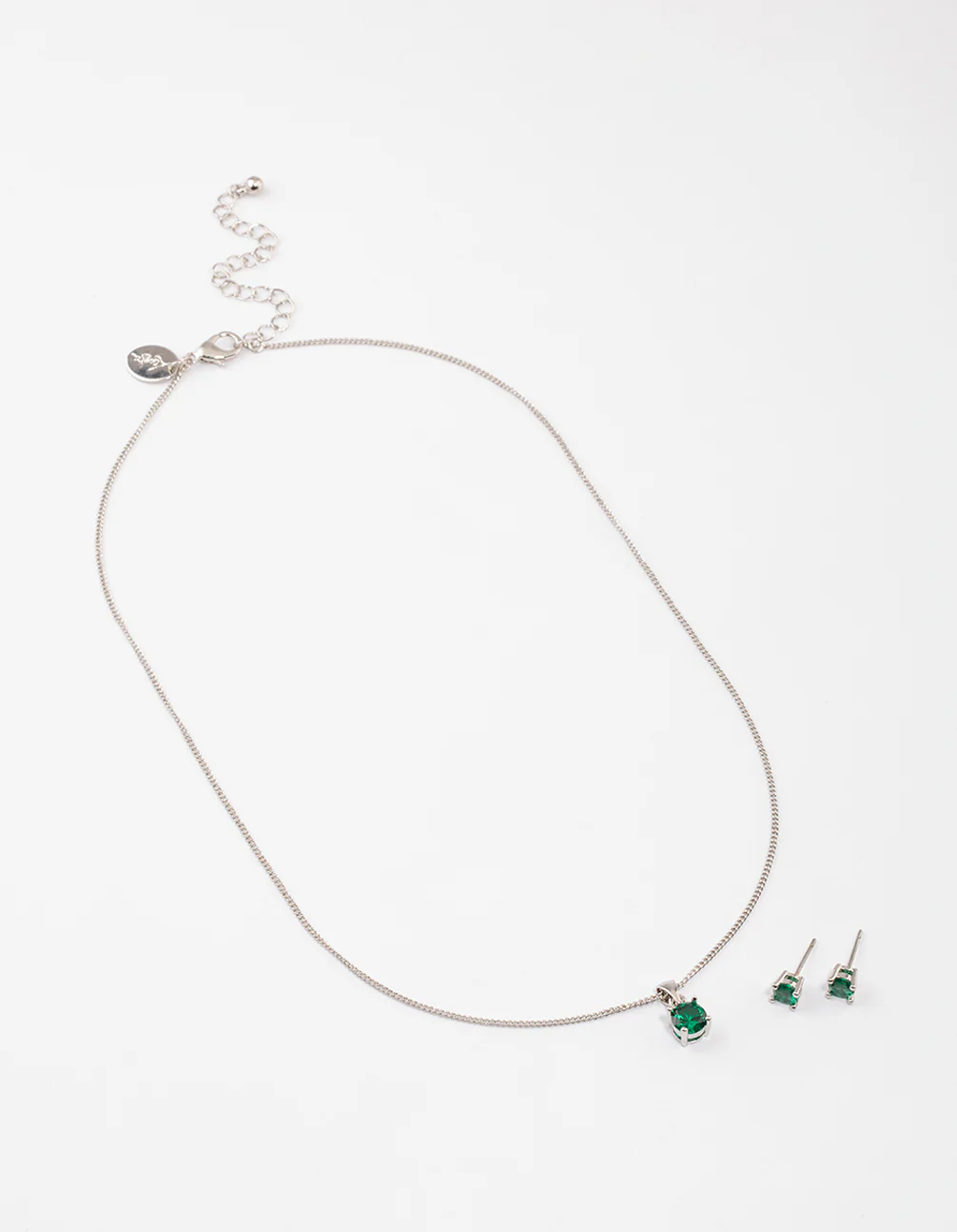 Silver Emerald Stone Jewellery Set - Image 2
