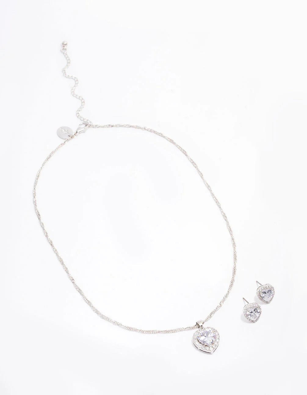 Silver Cubic Zirconia Halo Heart Jewellery Set - Image 2