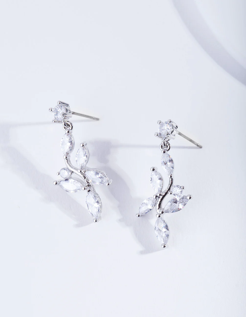 Floral Drop Diamond Simulant Earring - Image 2