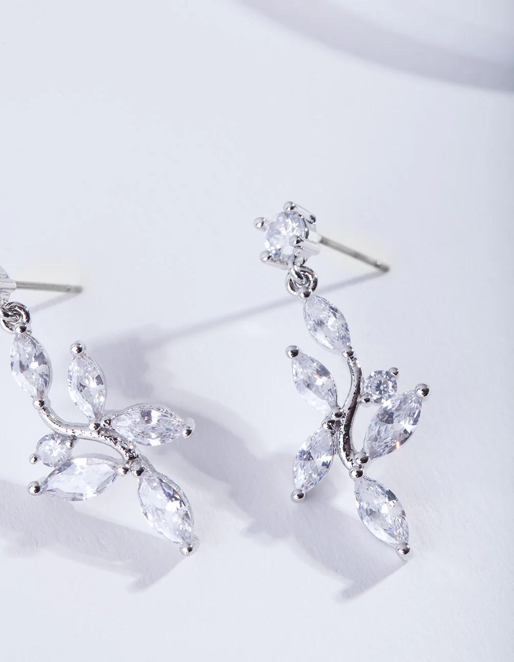 Floral Drop Diamond Simulant Earring - Image 3