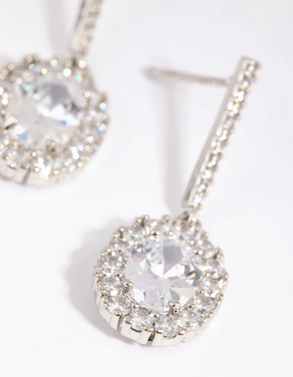 Diamond Simulant Oval Bar Earrings - Image 2
