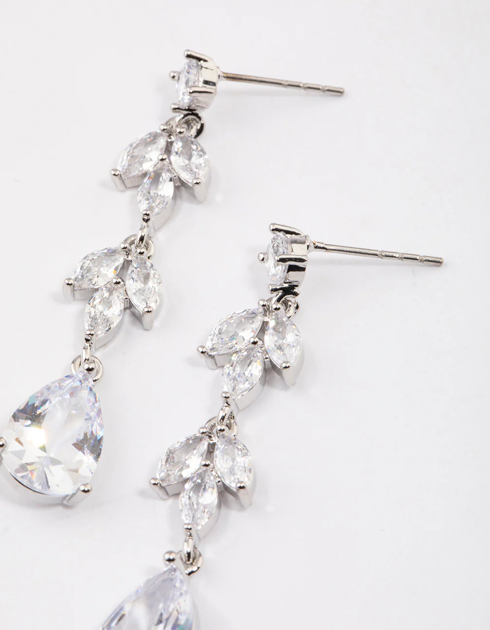 Silver Double Vine Teardrop Earrings - Image 2