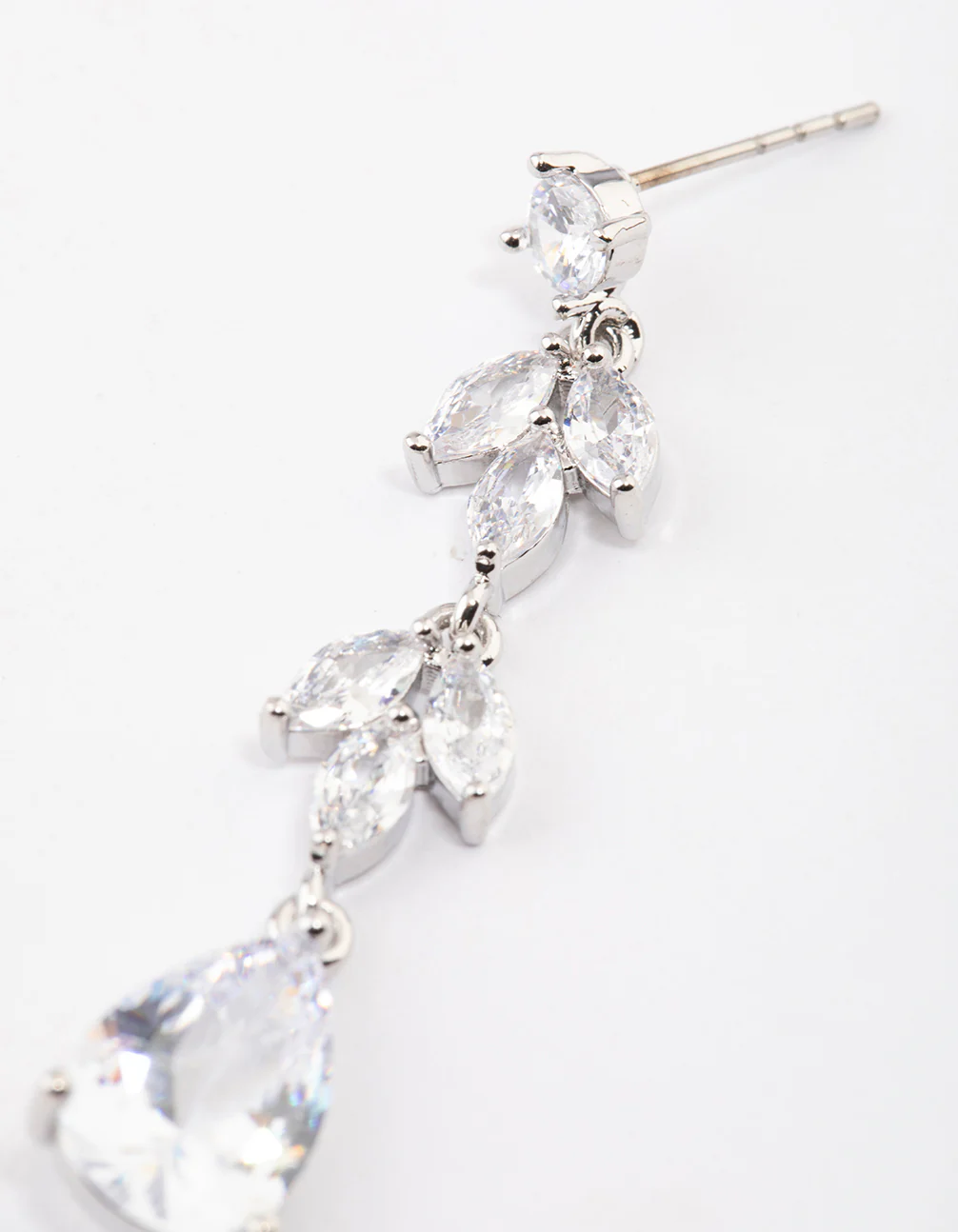 Silver Double Vine Teardrop Earrings - Image 3