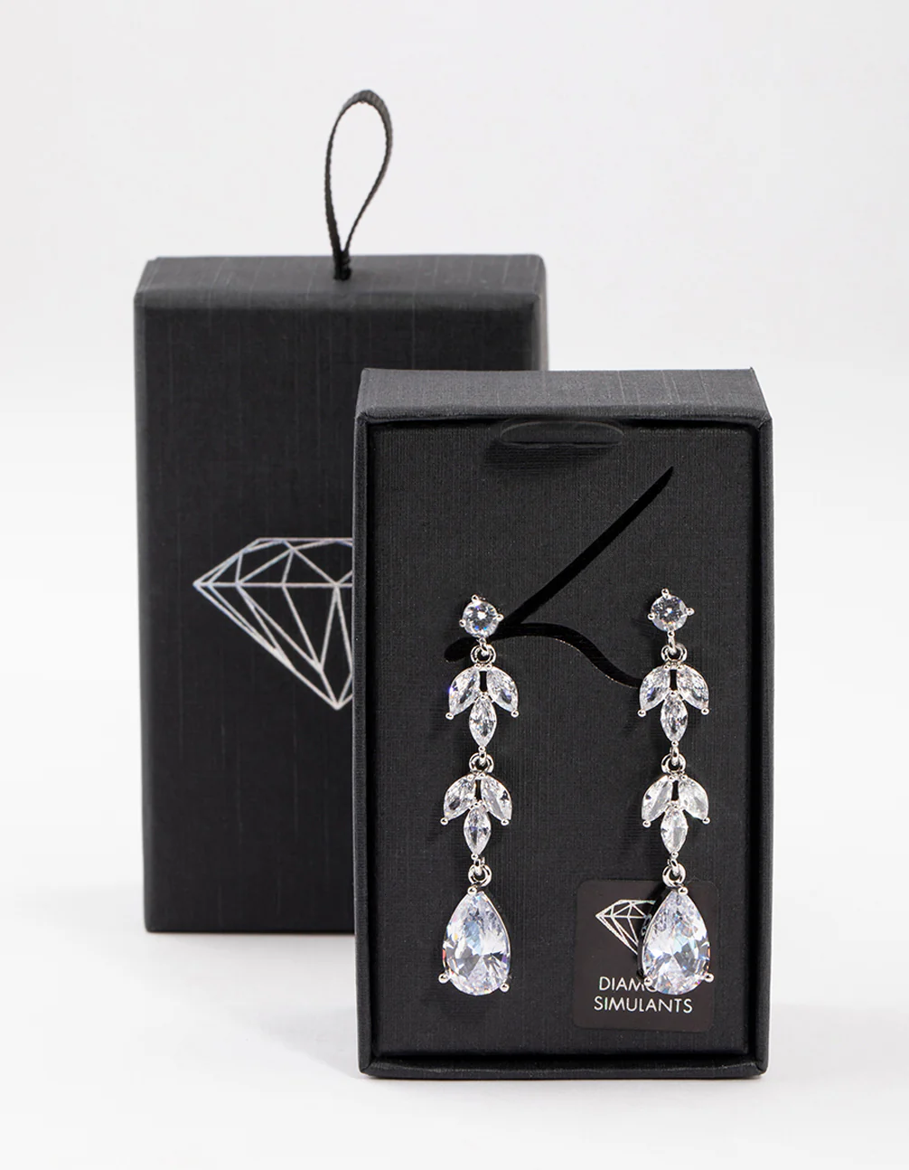 Silver Double Vine Teardrop Earrings - Image 4