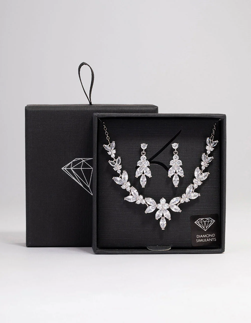 Silver Leafy Cubic Zirconia Vine Jewellery Set - Image 3