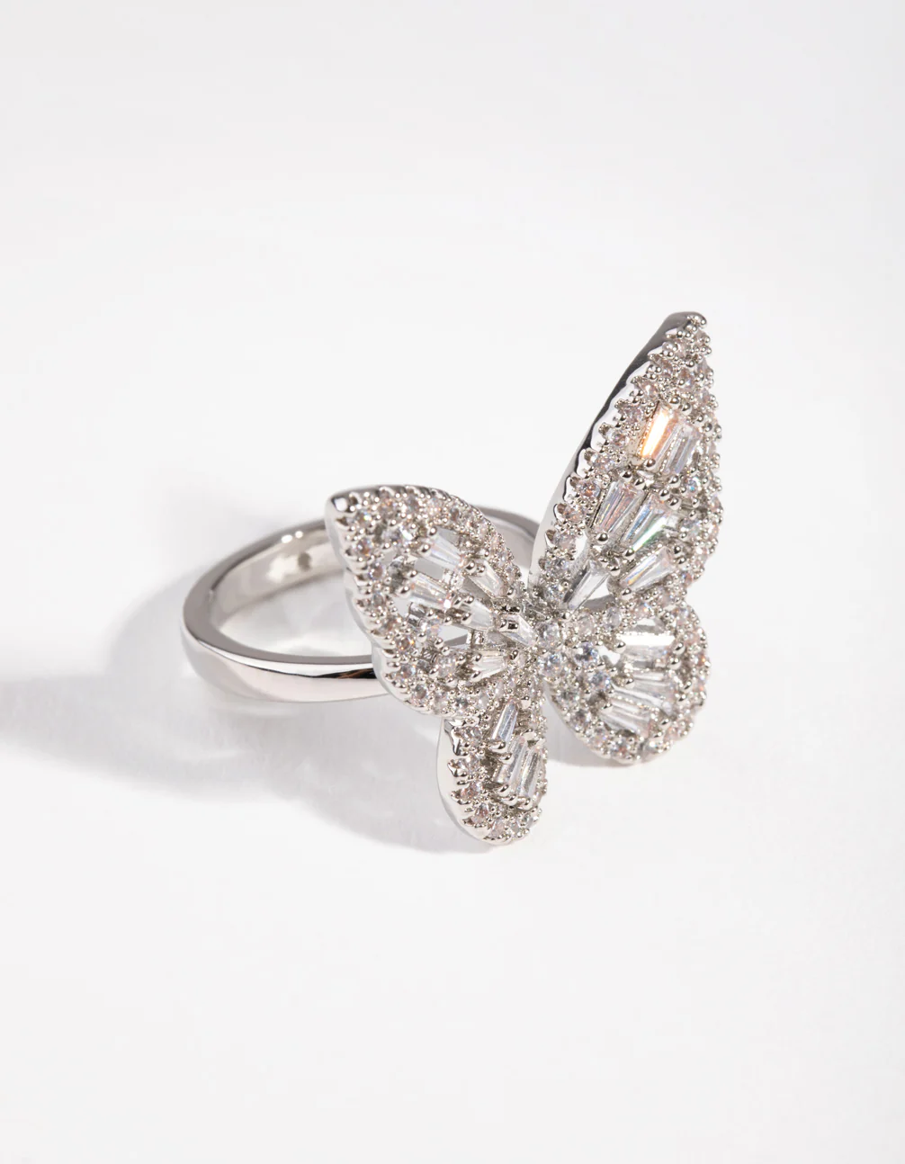 Silver Diamond Simulant Butterfly Ring - Image 3