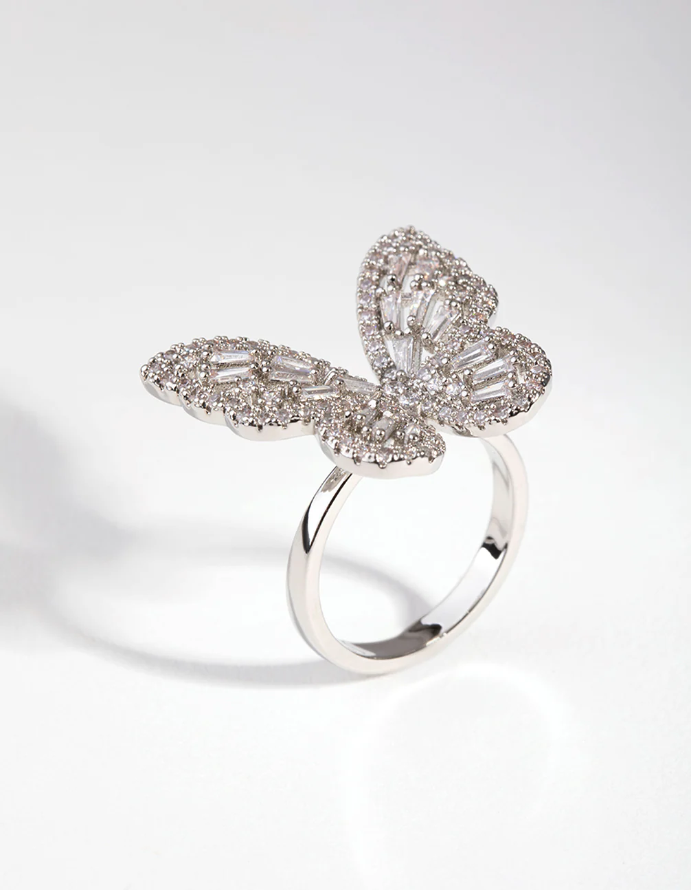 Silver Diamond Simulant Butterfly Ring - Image 4