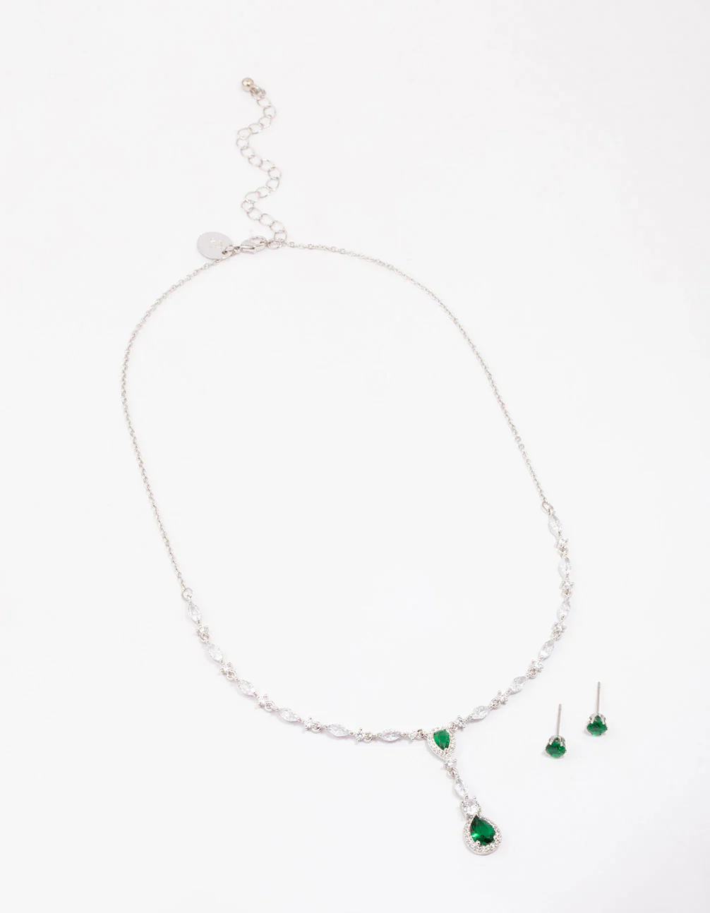 Silver Emerald Oval Pear Jewellery Set - Image 2