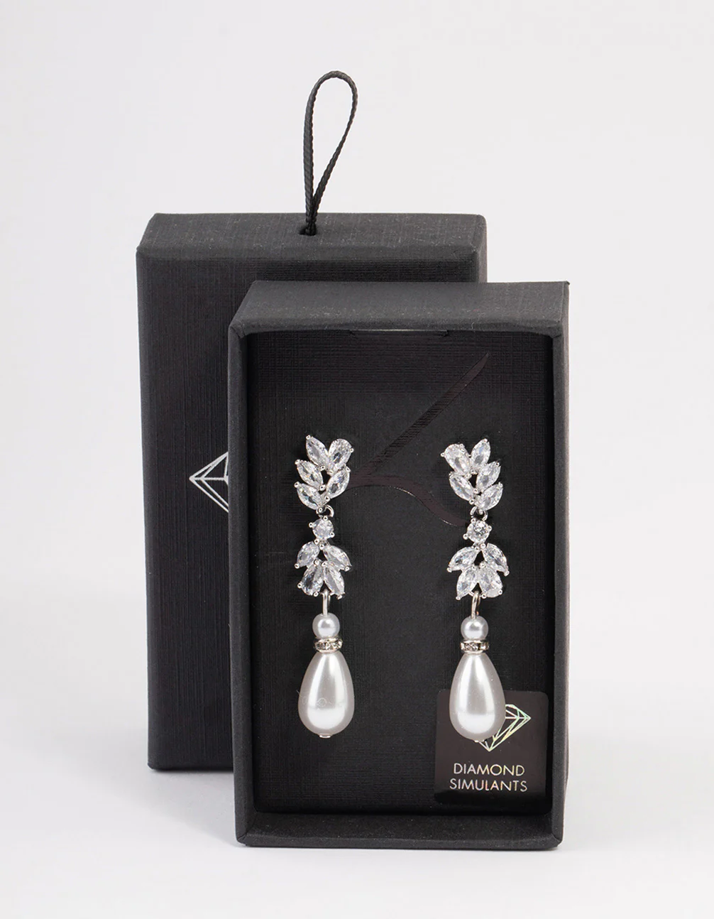 Silver Pearl Petal Drop Earrings - Image 3
