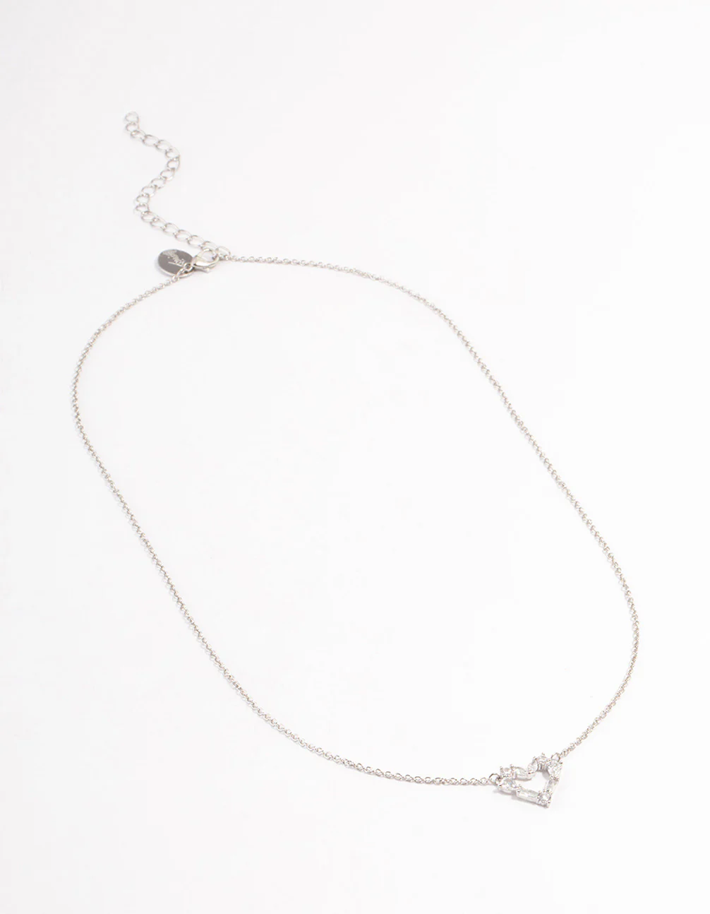 Silver Stone Heart Pendant Necklace - Image 2