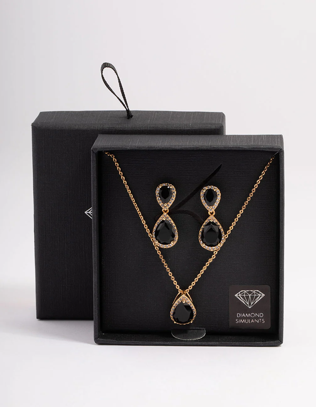Gold Bulk Double Teardrop Necklace & Earrings Set - Image 3