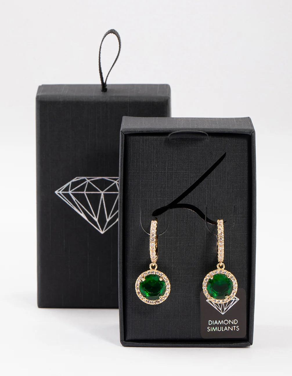Gold Encrusted Round Emerald Huggie Earrings - Image 4