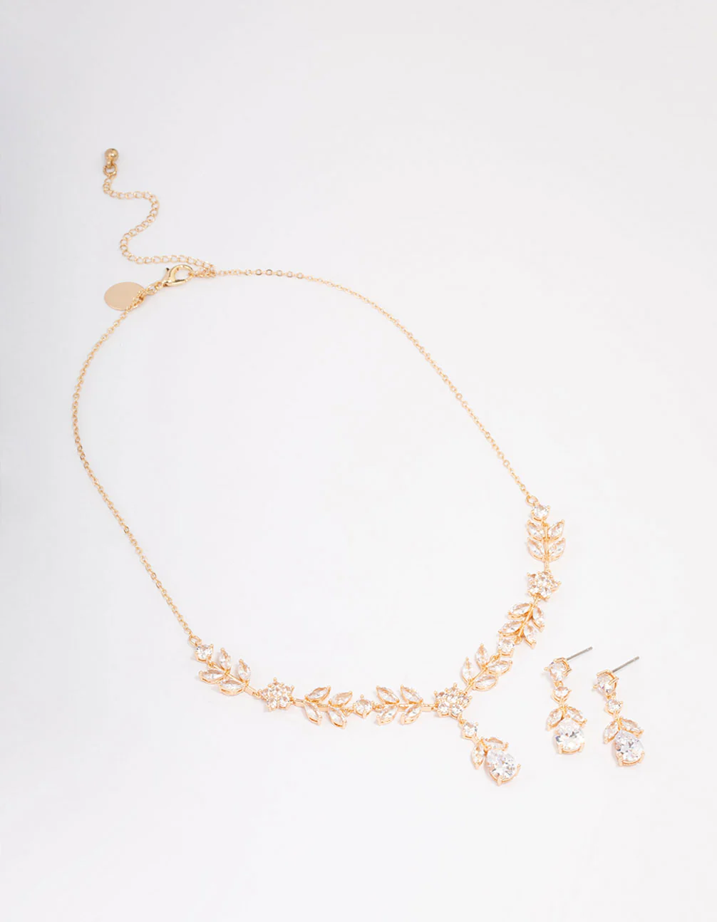 Gold Floral Earrings & Necklace Set - Image 2