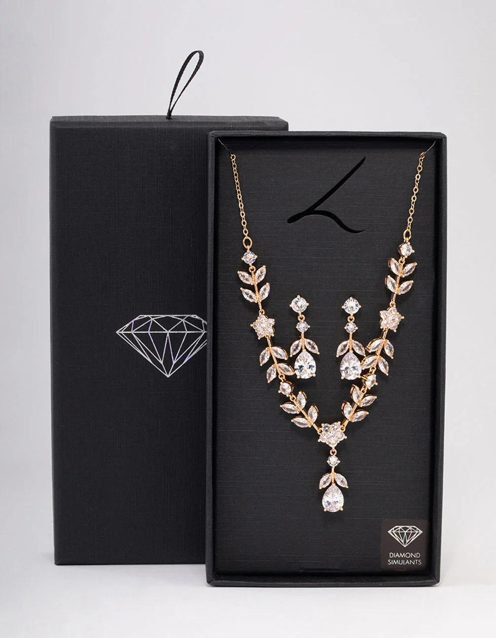 Gold Floral Earrings & Necklace Set - Image 3
