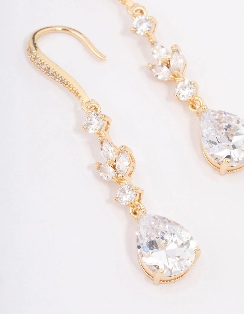 Gold French Pear Drop Earrings - Image 2