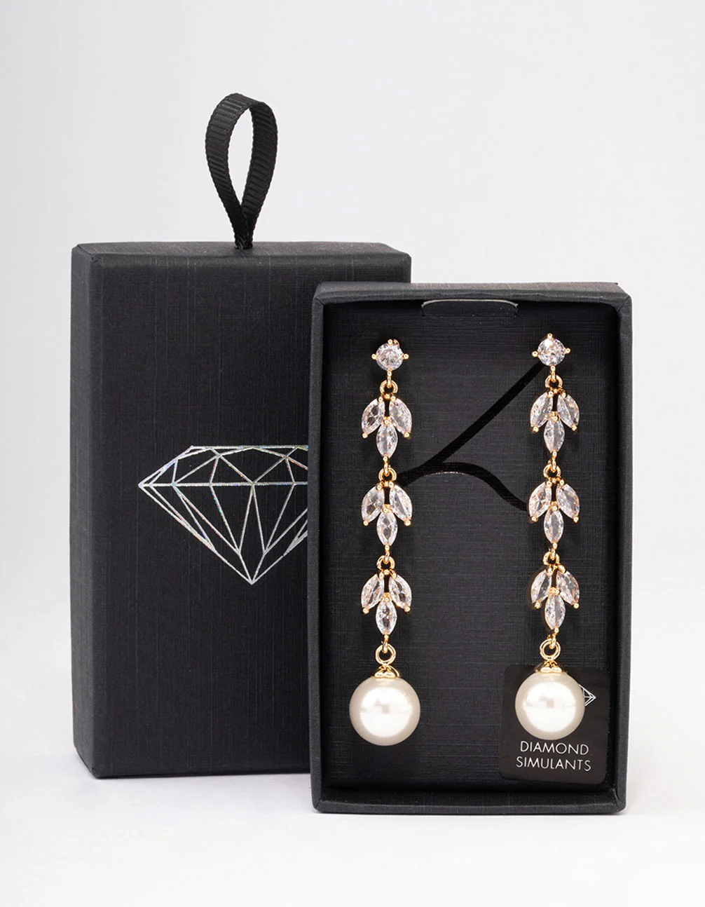 Gold Leaf Vine Pearl Drop Earrings - Image 3