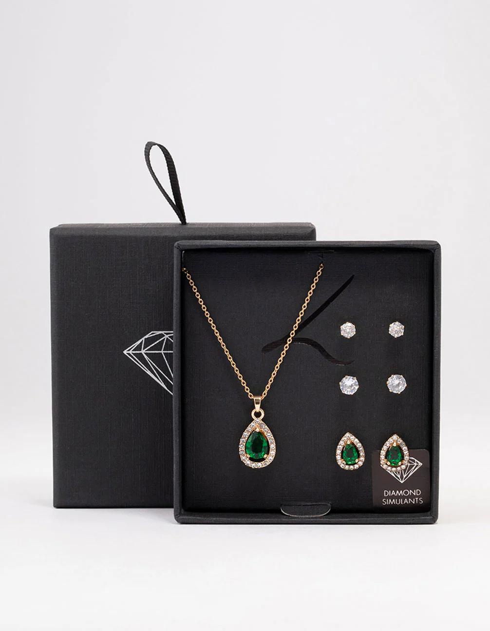 Gold Multi Pear Diamante Jewellery Set - Image 3