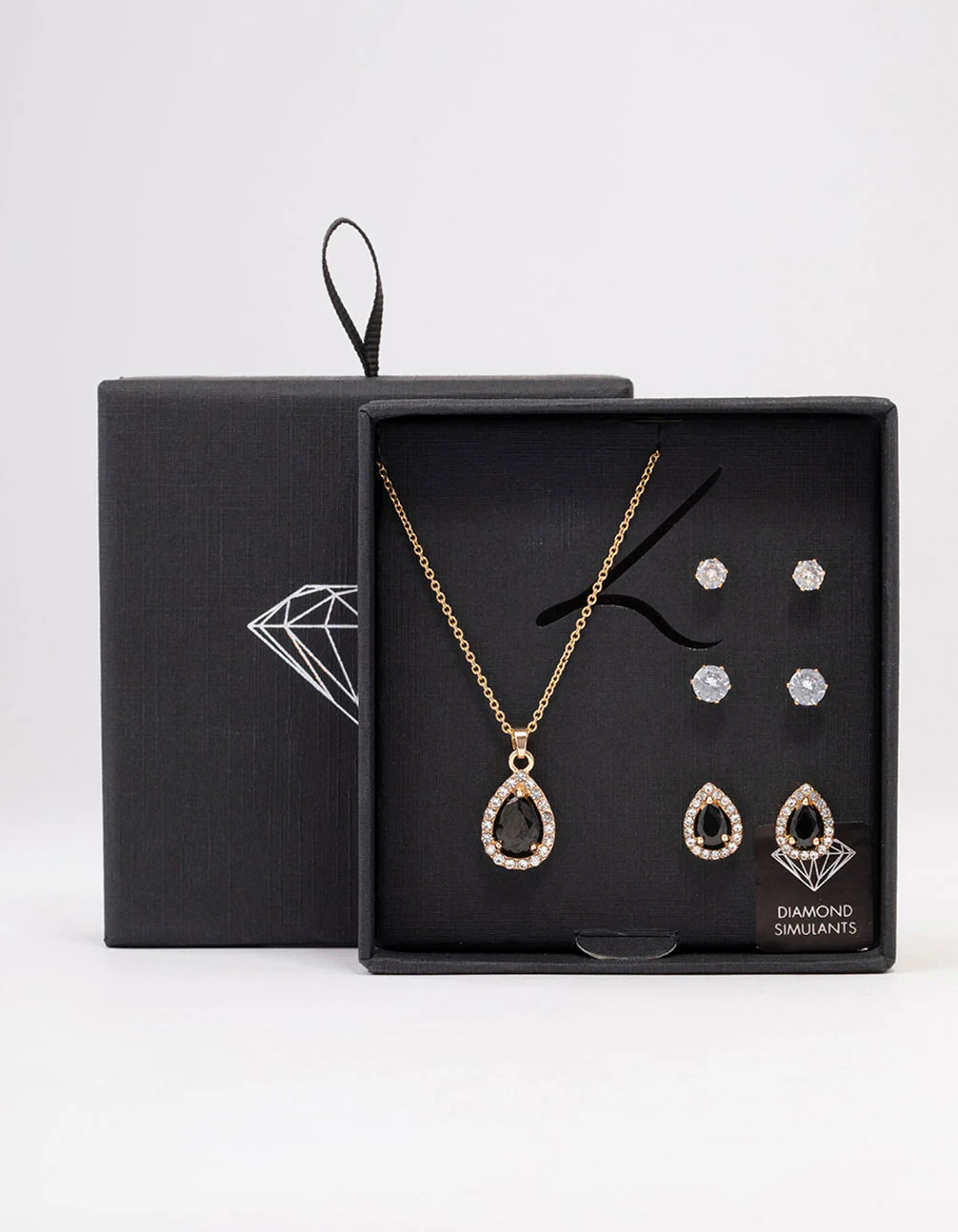 Gold Multi Pear Diamante Jewellery Set - Image 3
