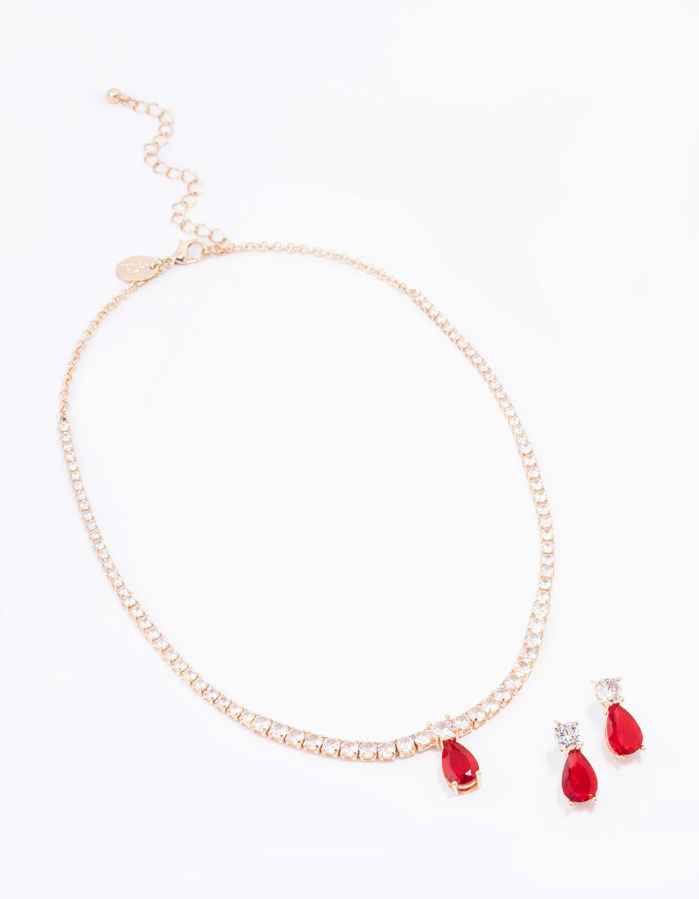 Gold Round Cup Chain & Pear Jewellery Set - Image 2