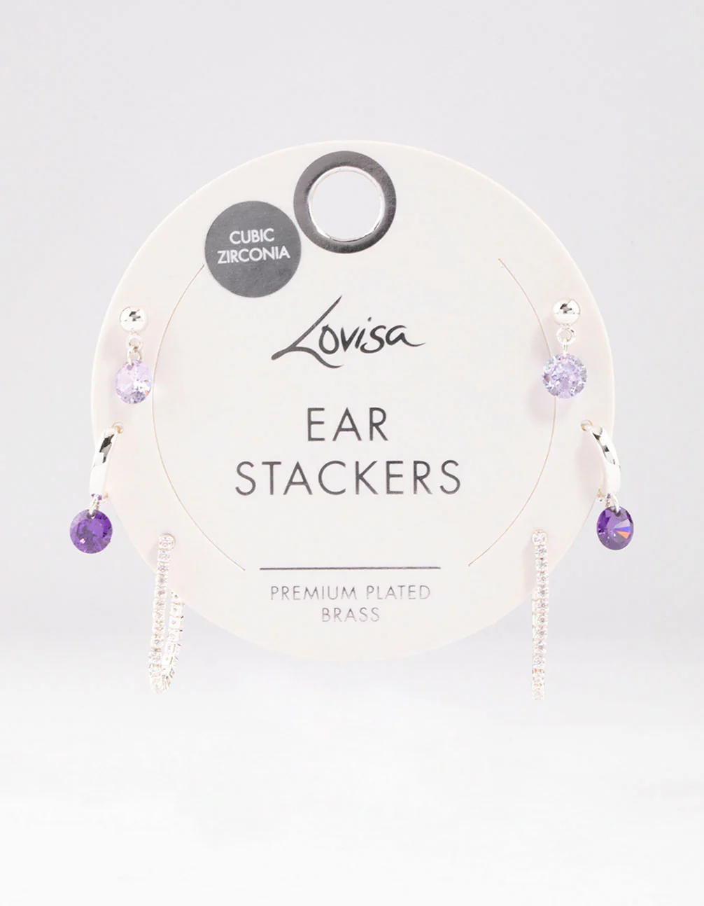 Silver Plated Brass  Cubic Zirconia Cup Chain Earring 6-Pack - Image 2