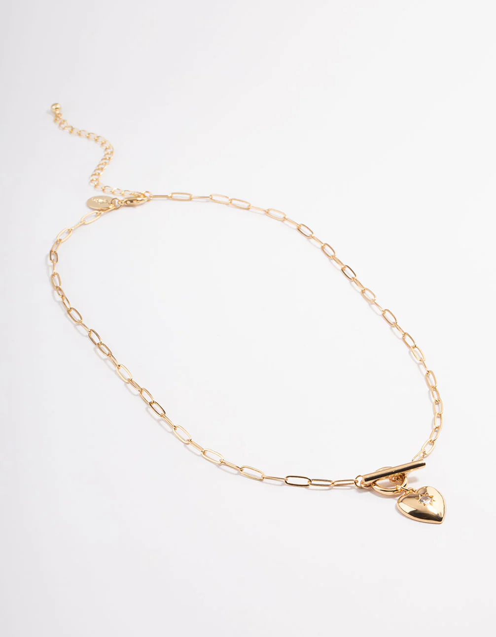 Gold Plated Celestial Heart T-Bar Necklace - Image 2