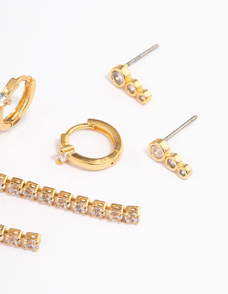 Gold Plated Cupchain Drop Earrings Pack - Image 3