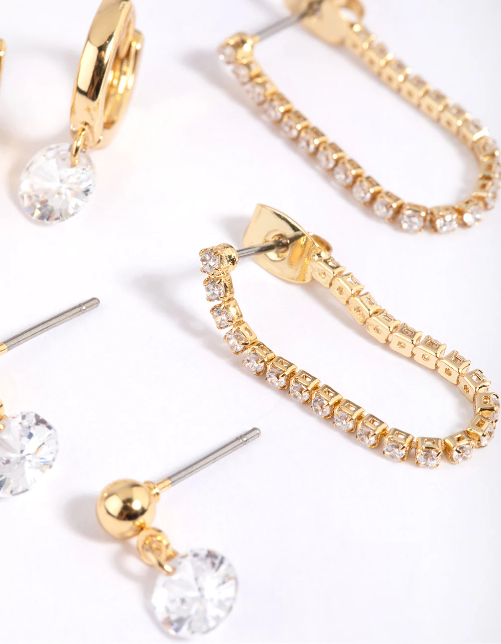 Gold Plated Cubic Zirconia Earring Stack 6-Pack - Image 3