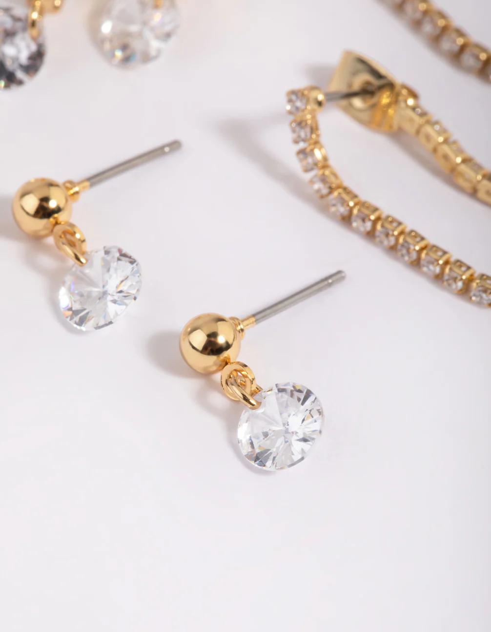 Gold Plated Cubic Zirconia Earring Stack 6-Pack - Image 4