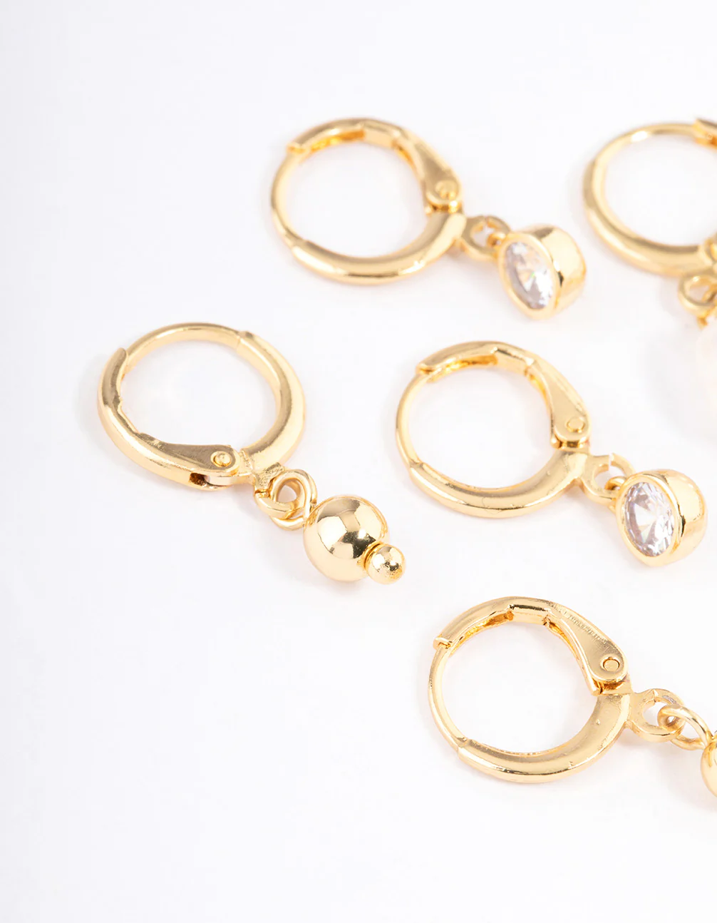 Gold Plated Brass Pearl Drop Earrings Pack - Image 2