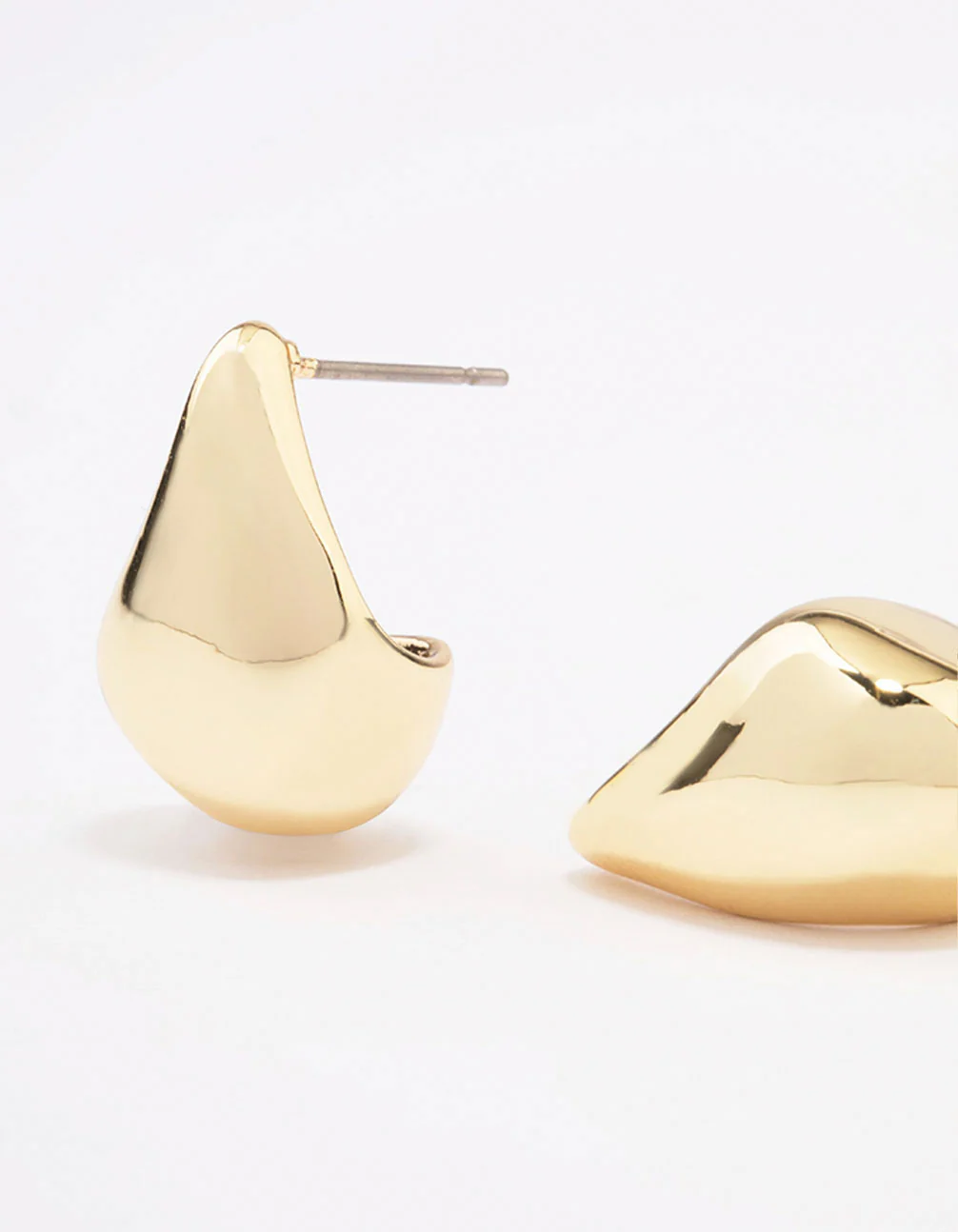 Gold Plated Brass Polished Hoop Earrings - Image 2