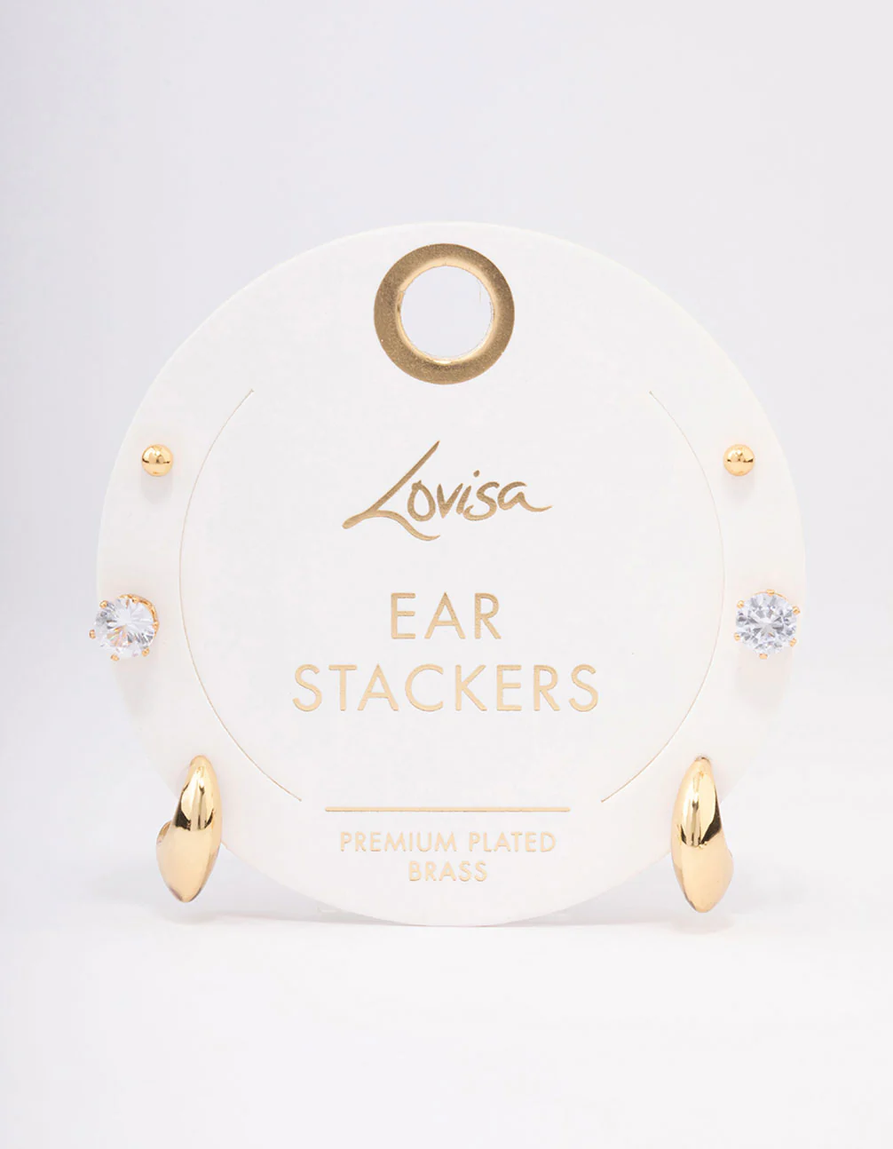 Gold Plated Brass Tapered Hoop Earrings 3-Pack - Image 3