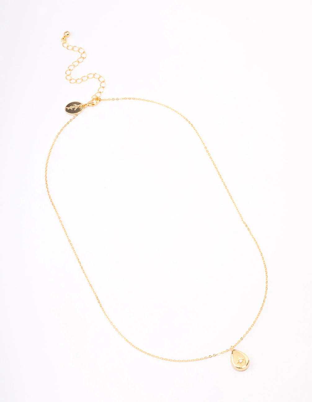 Gold Plated Brass Teardrop Pendant Necklace - Image 2