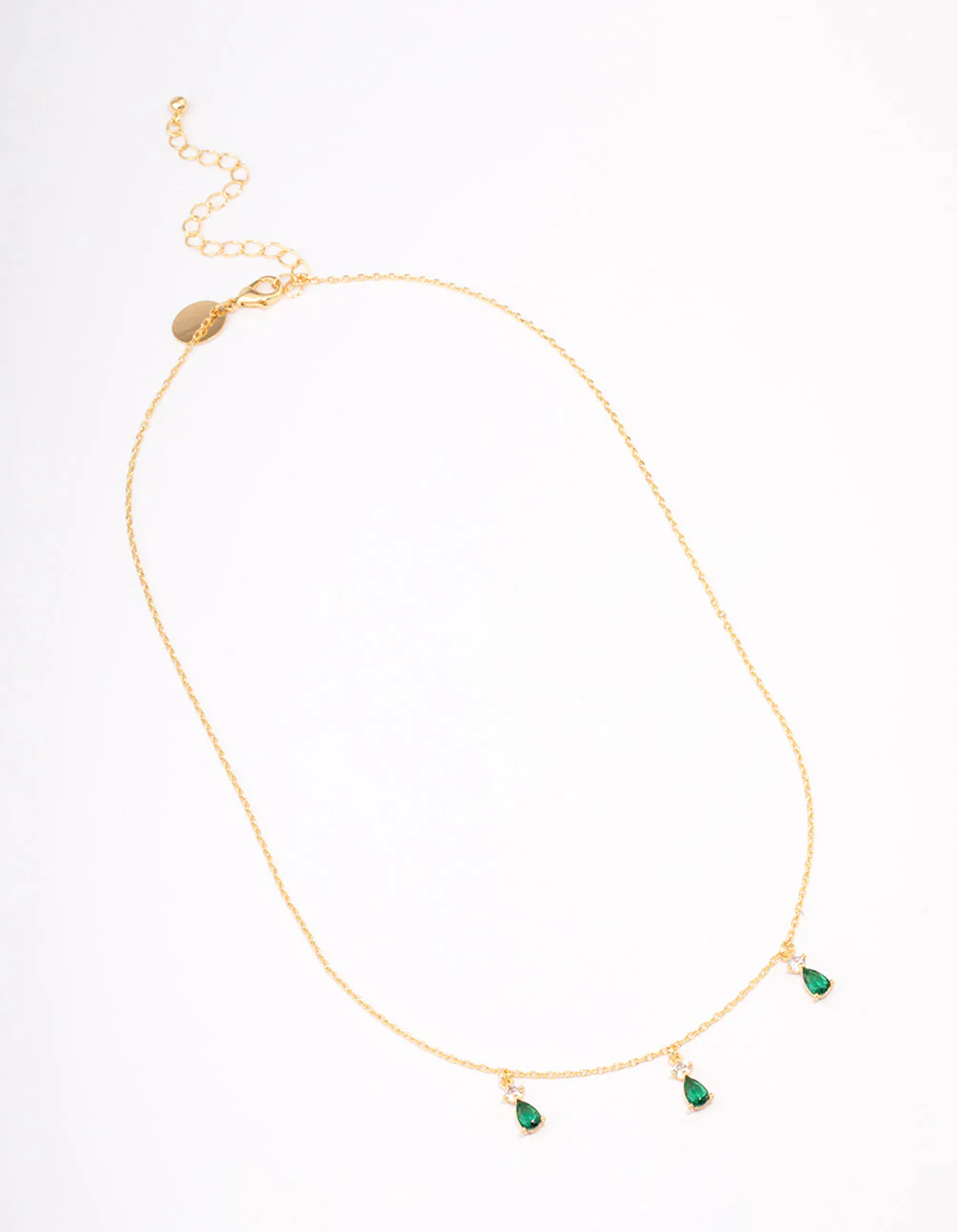 Gold Plated Brass Triangular Pear Drop Necklace - Image 2