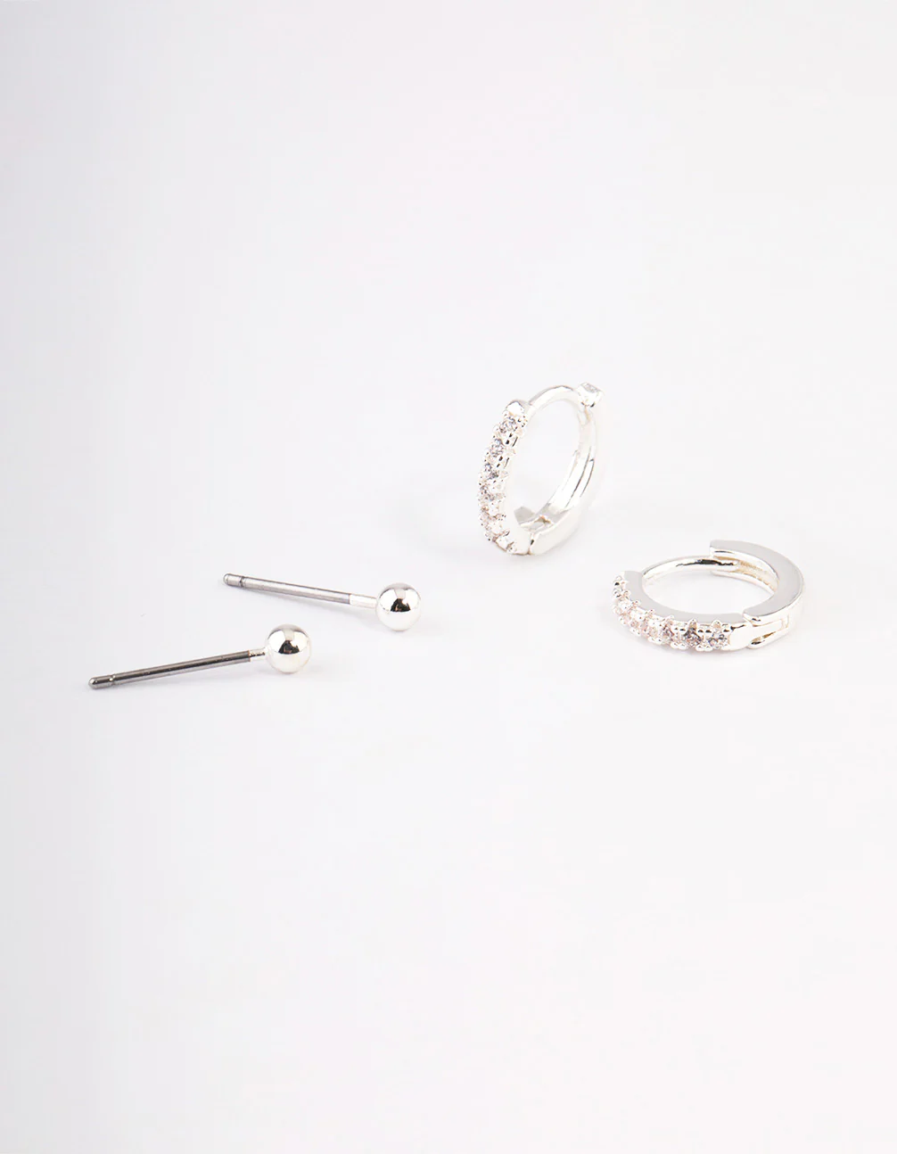 Silver Plated Brass  Cubic Zirconia Daisy Chain Earrings Pack - Image 2