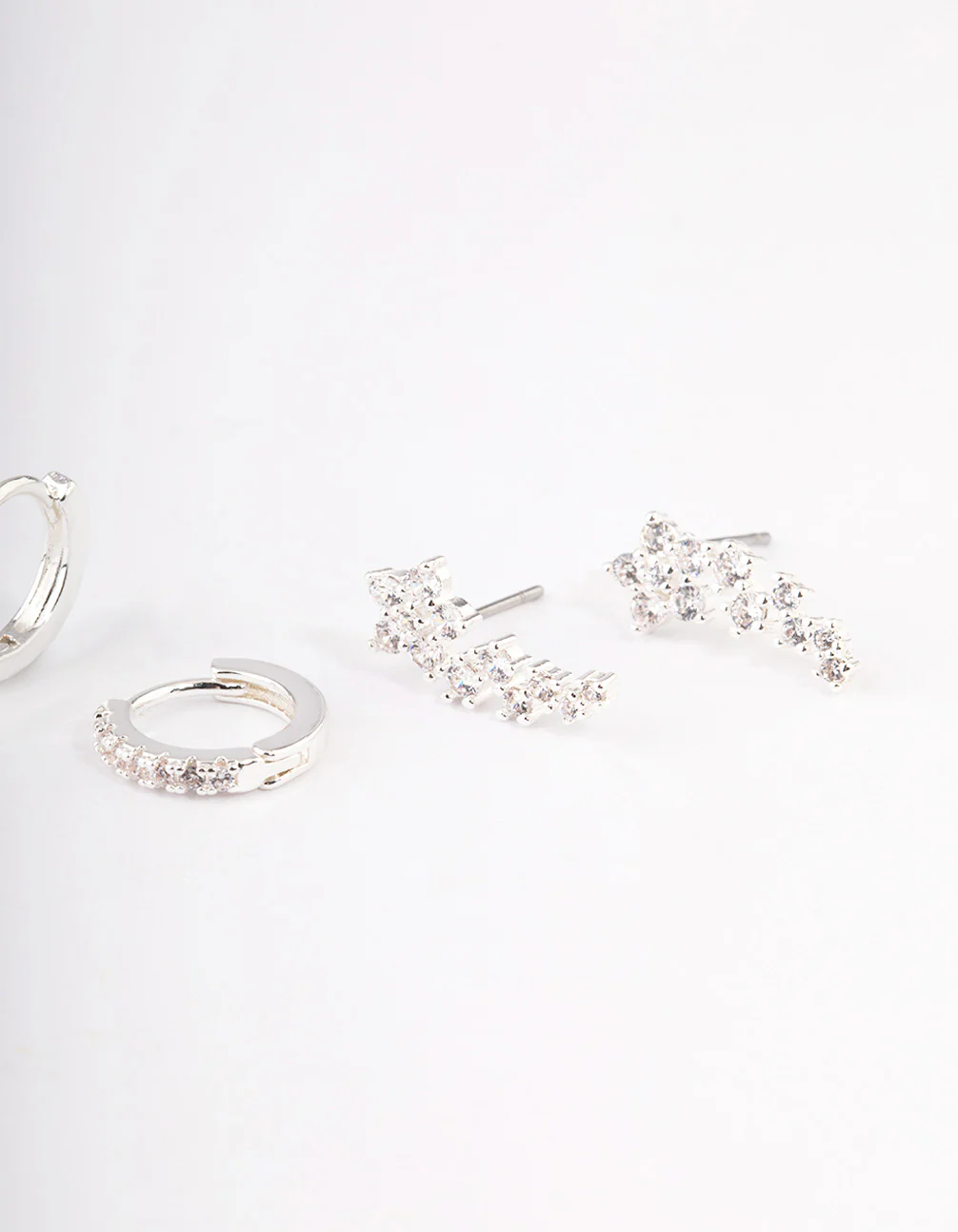 Silver Plated Brass  Cubic Zirconia Daisy Chain Earrings Pack - Image 3