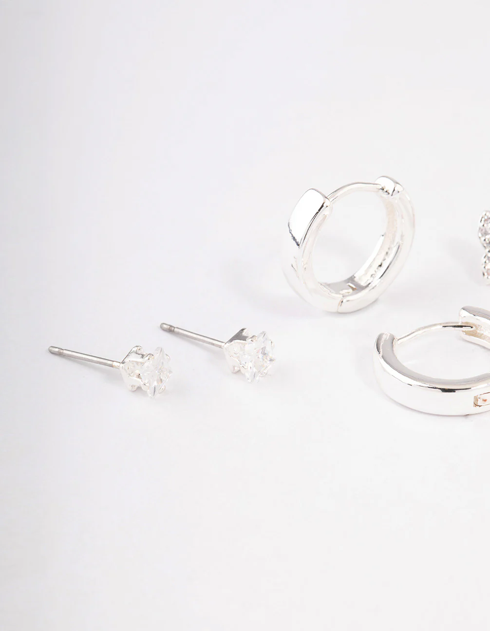 Silver Plated Brass  Cubic Zirconia Double Butterfly Earring Pack - Image 2