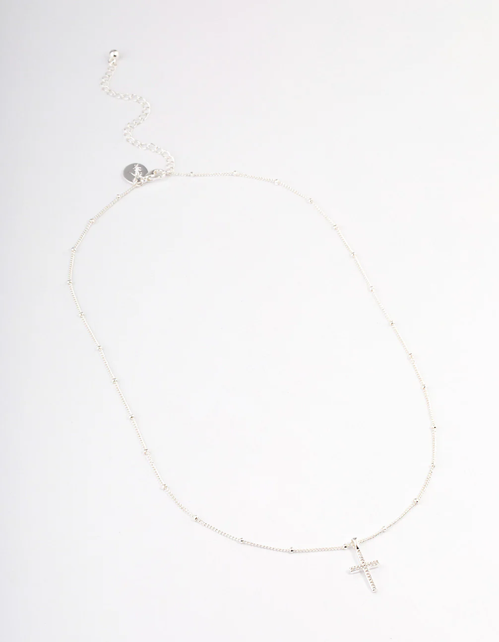 Silver Plated Brass Cubic Zirconia Pave Cross Necklace - Image 2