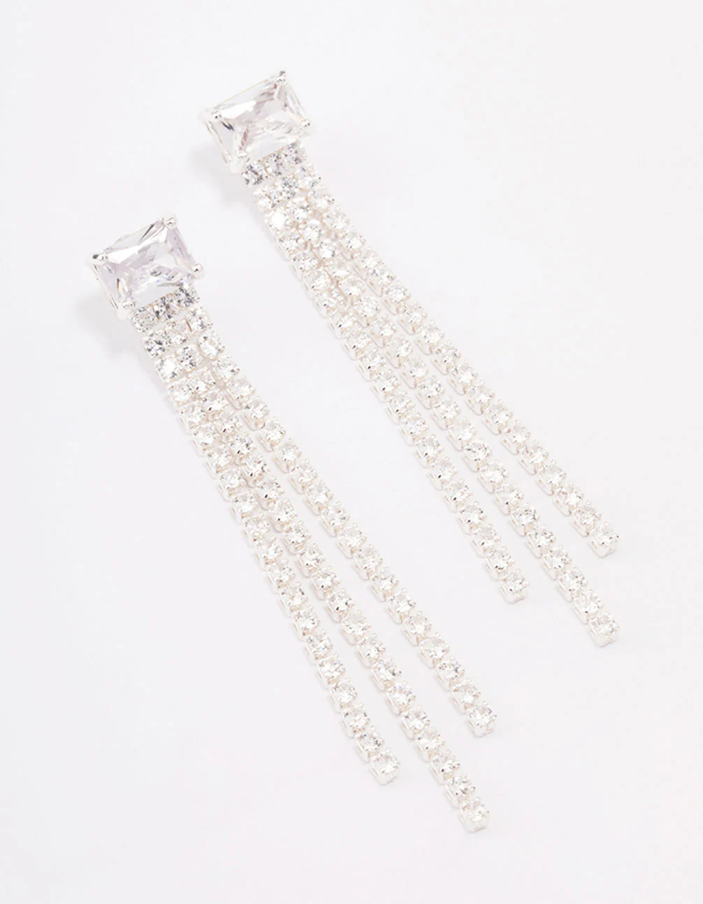 Silver Plated Brass Dazzle Drop Earrings
