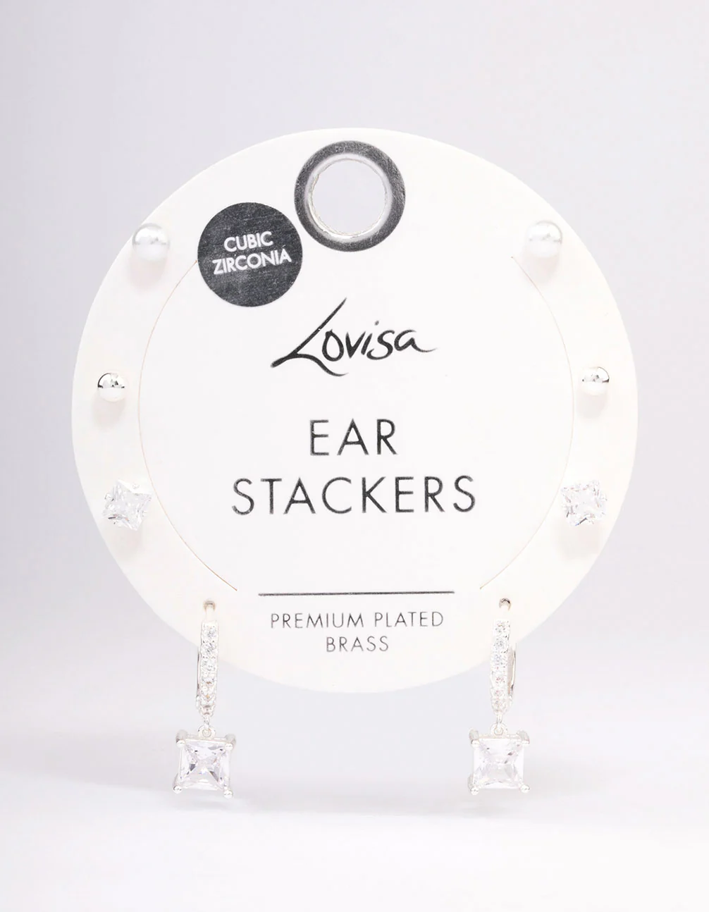 Silver Plated Brass  Princess Huggie Earring 4-Pack - Image 3