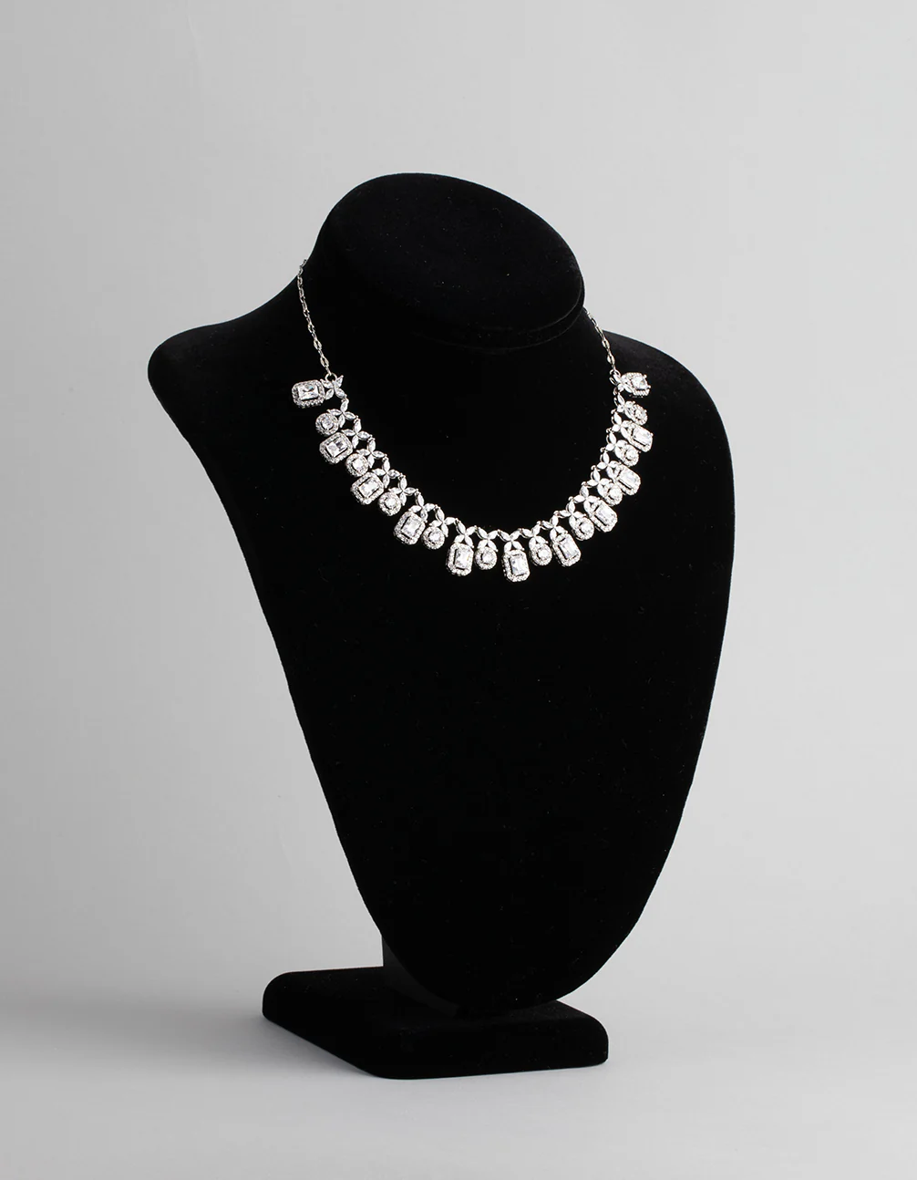 Silver Cubic Zirconia Dainty Deco Necklace - Image 2