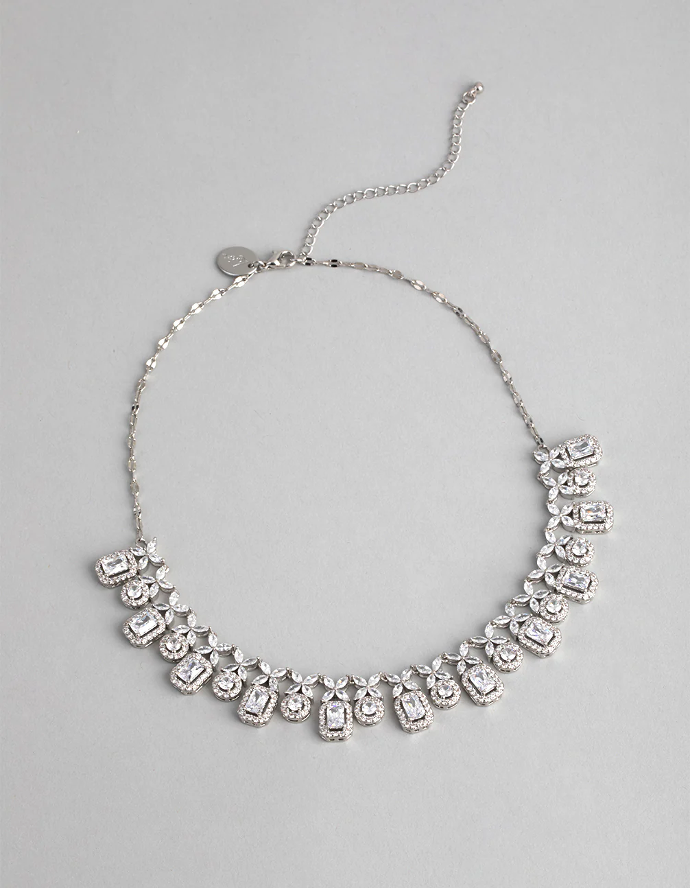 Silver Cubic Zirconia Dainty Deco Necklace - Image 4