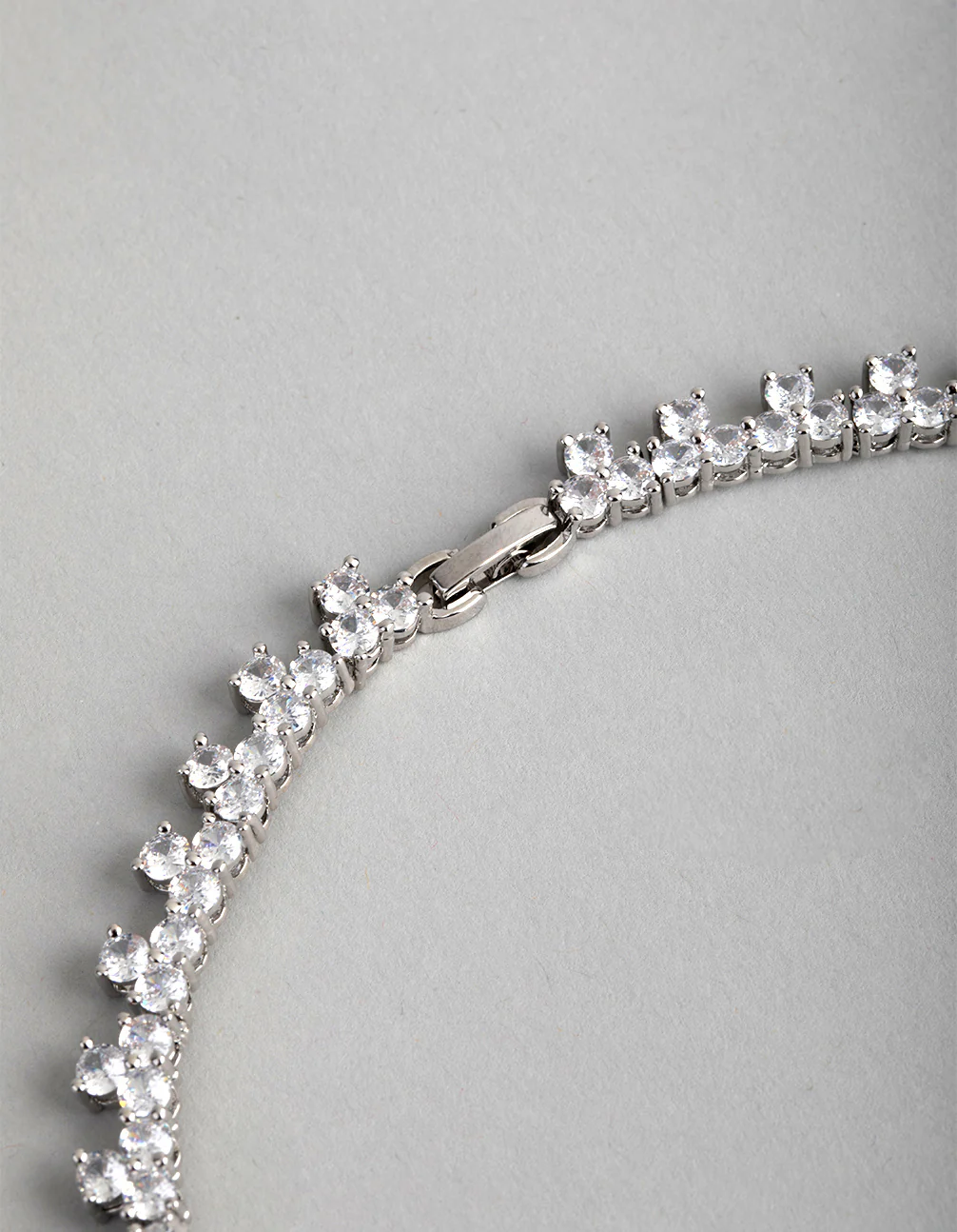 Silver Cubic Zirconia Statement Oval Necklace - Image 3