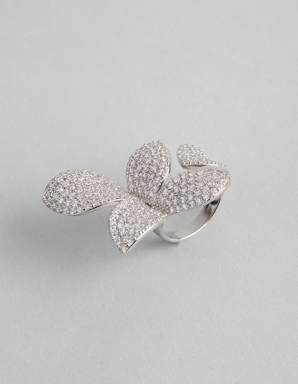 Silver Cubic Zirconia Butterfly Ring - Image 3