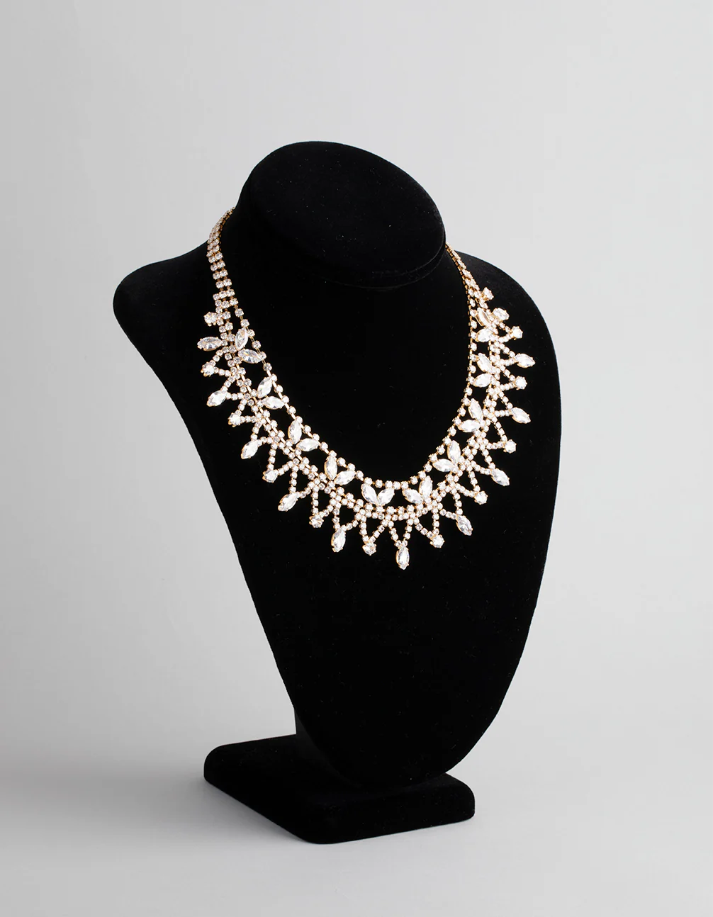 Gold Cubic Zirconia Statement Pointed Necklace - Image 2