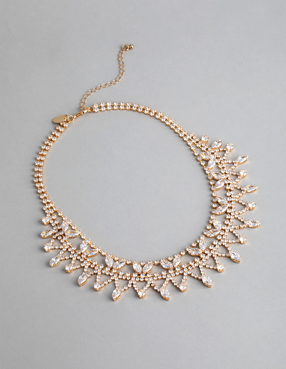 Gold Cubic Zirconia Statement Pointed Necklace - Image 4