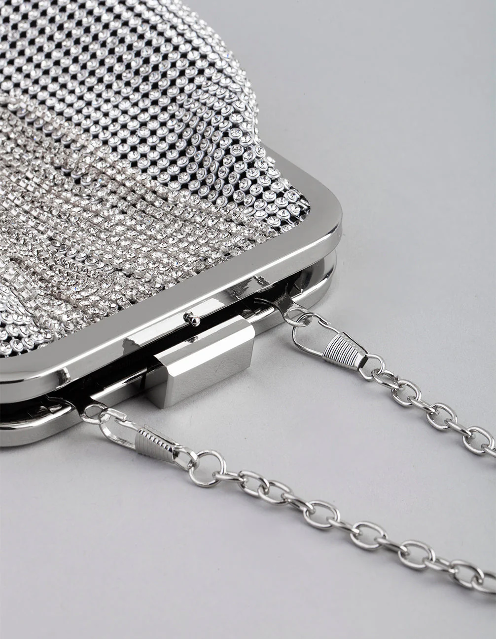 Silver Diamante Chain Fringe Purse - Image 3